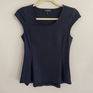 The Limited Cap Sleeve Sleek Peplum Top - Navy Blue